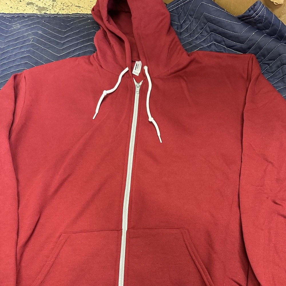 American Apparel Full-Zip Hoodie UNISEX Hooded Sweatshirt NEW Color Heather Red